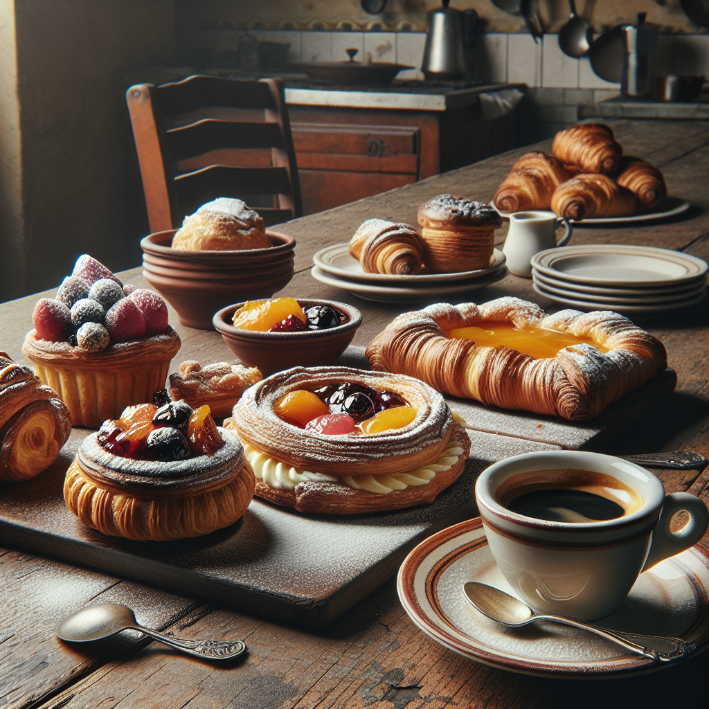 talianske raňajky: sladké pečivo a espresso